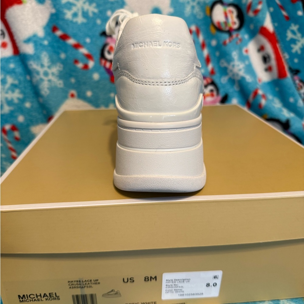 Michael Kors Hayes Lace-Up Platform Sneakers Optic White US 8.M worn once - Picture 3 of 5